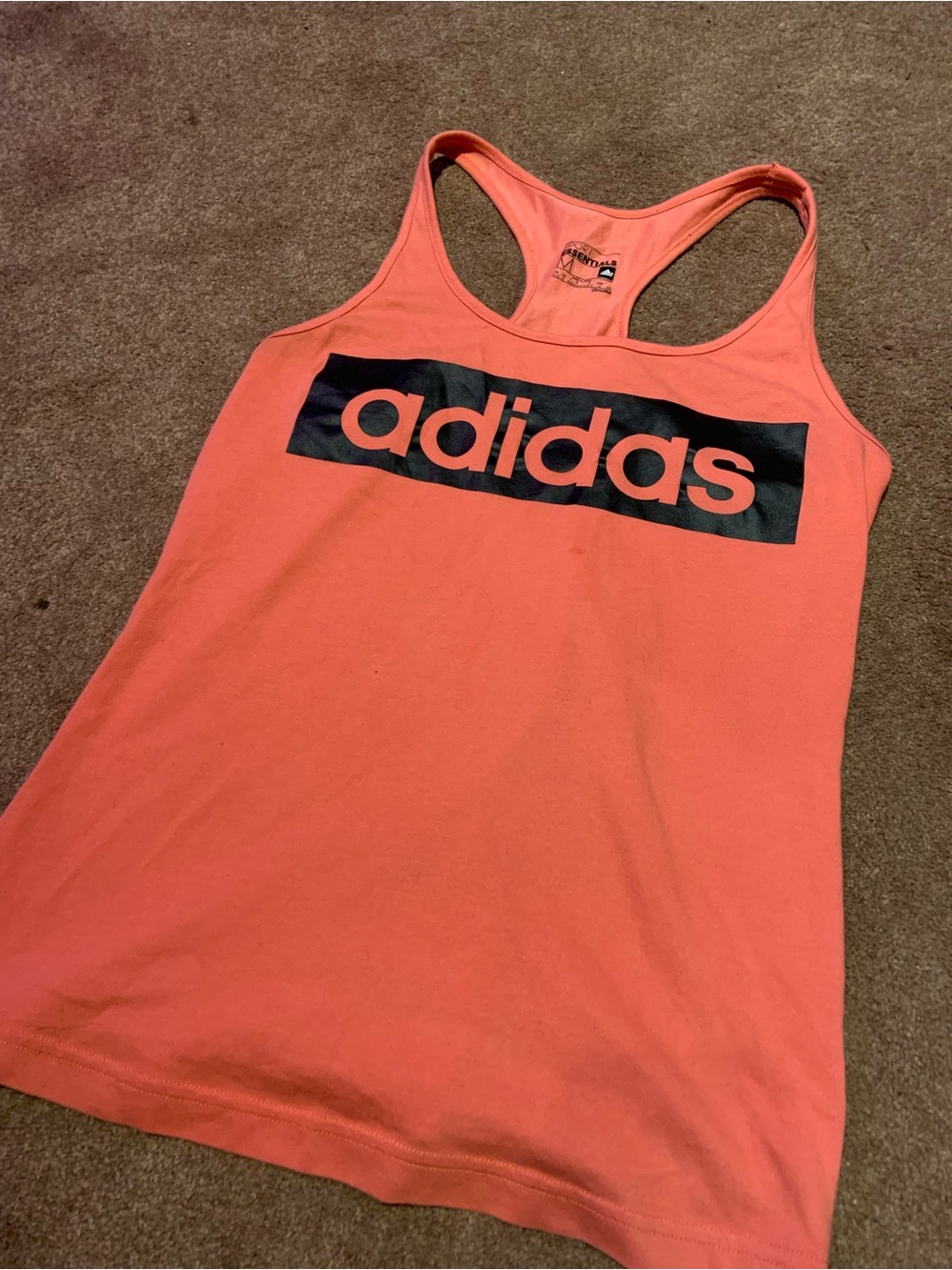 adidas Coral Pink Racerback Tank with Black Logo